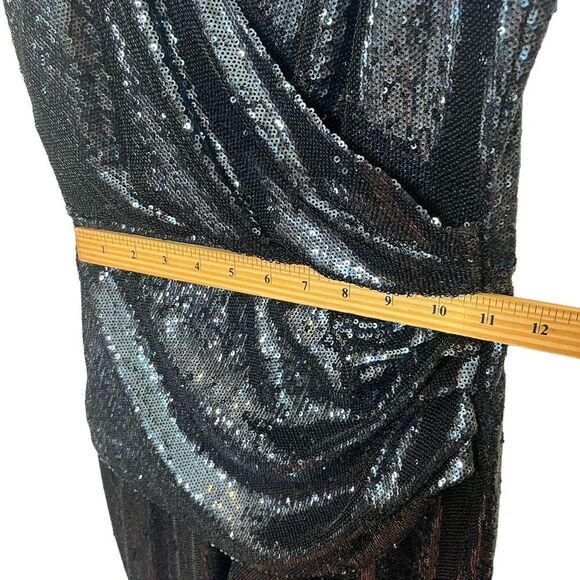 Dress The Population Sam Sequin Jumpsuit Navy Women’s Size XS Sleeveless Ruched - Picture 11 of 14